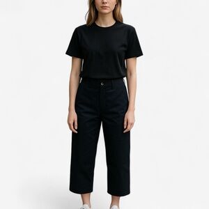 American Giant | Wide Leg Cropped Pants Black Heavy Cotton Stretch Size 8